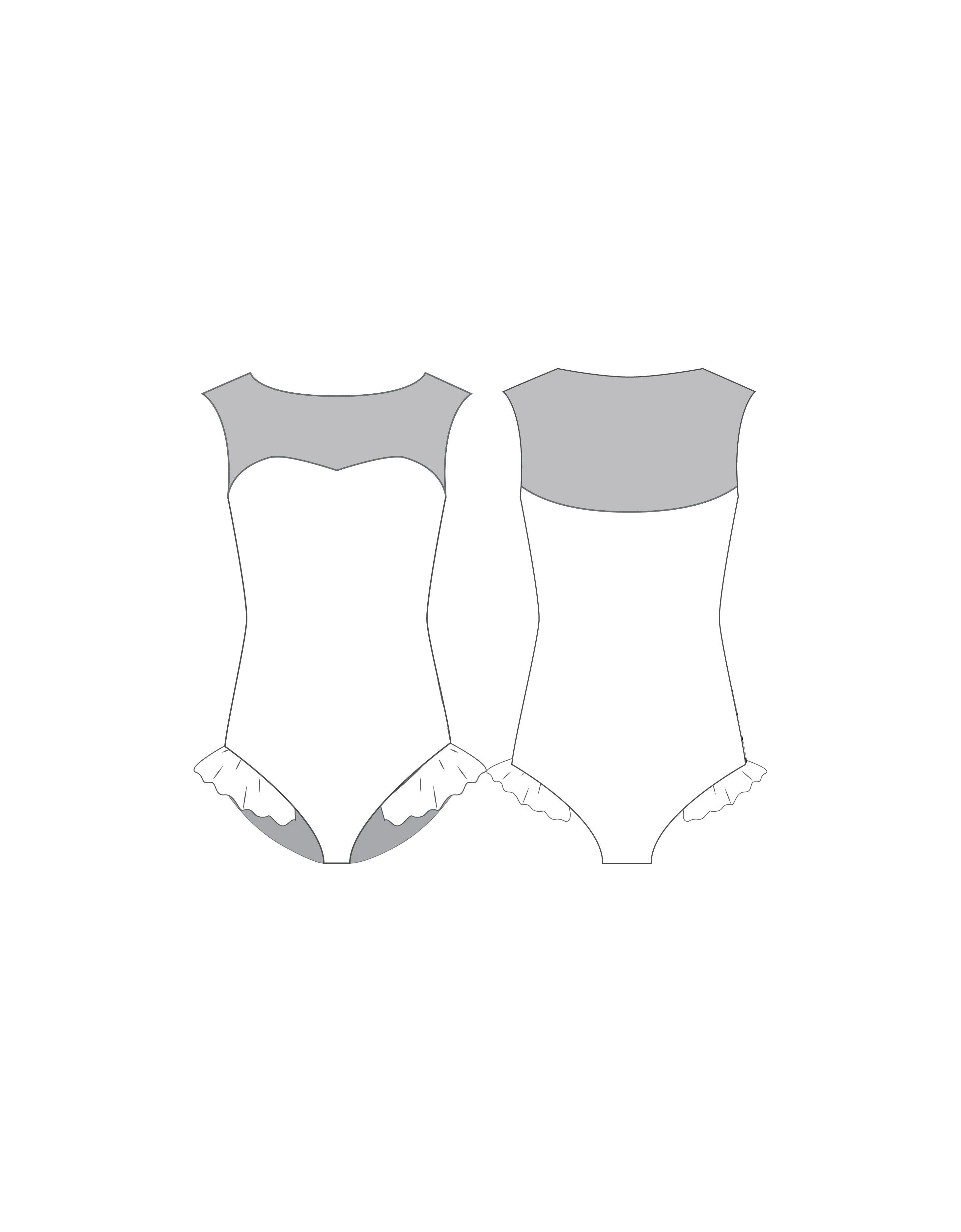 Custom Inked High Back Mesh Sweetheart Leotard with Leg Ruffle - Lycra & Mesh