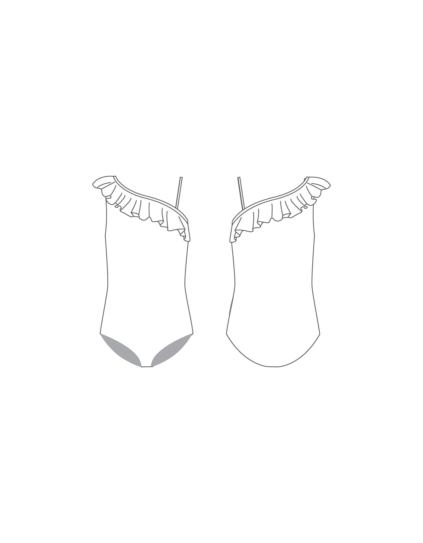 Custom Inked One Shoulder w Ruffle Leotard - Lycra