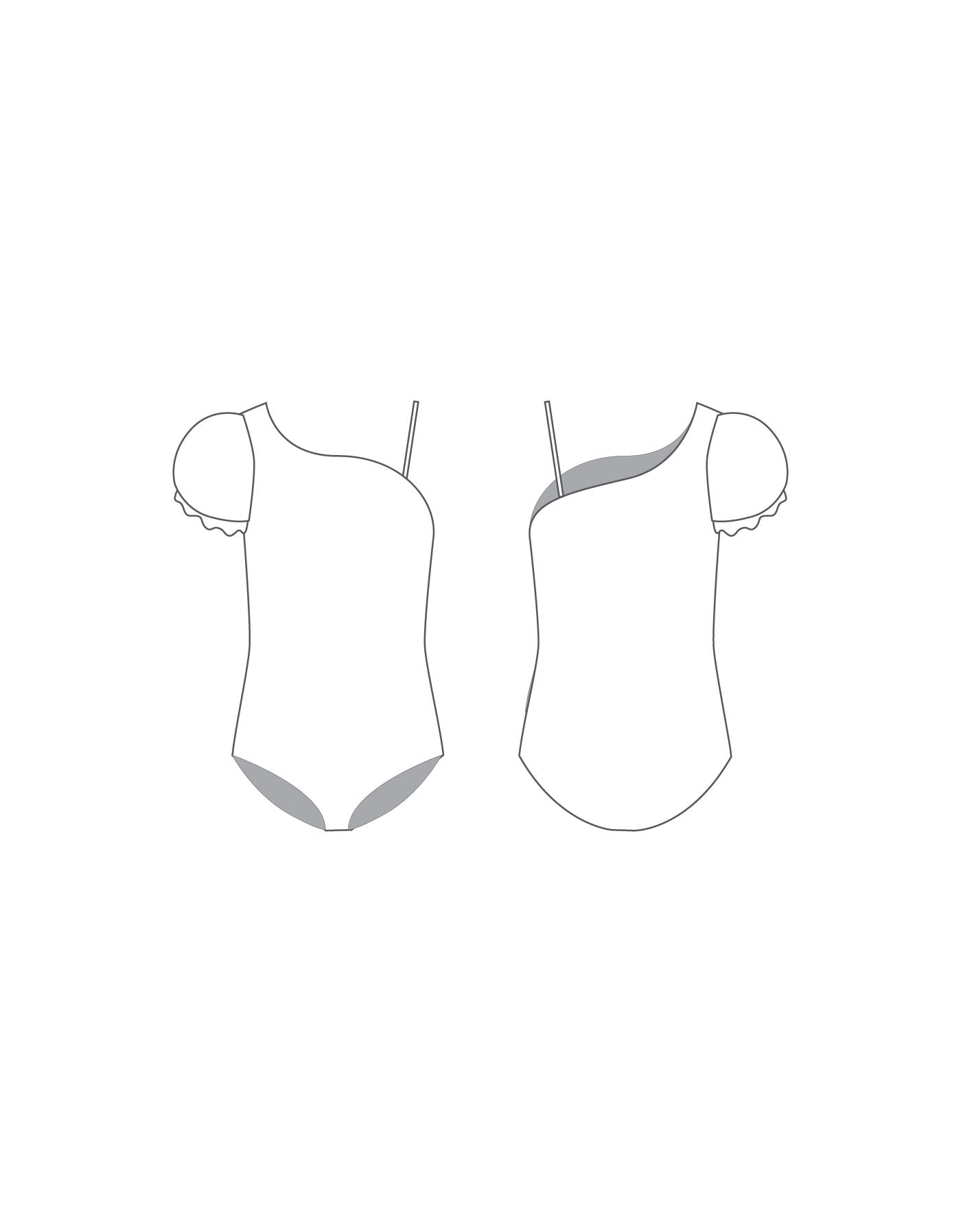 Custom Inked One Shoulder Puff Sleeve Leotard - Lycra