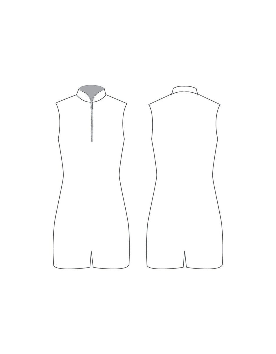 Custom Inked Tank Gather Sleeve Biketard w Peplum - Lycra