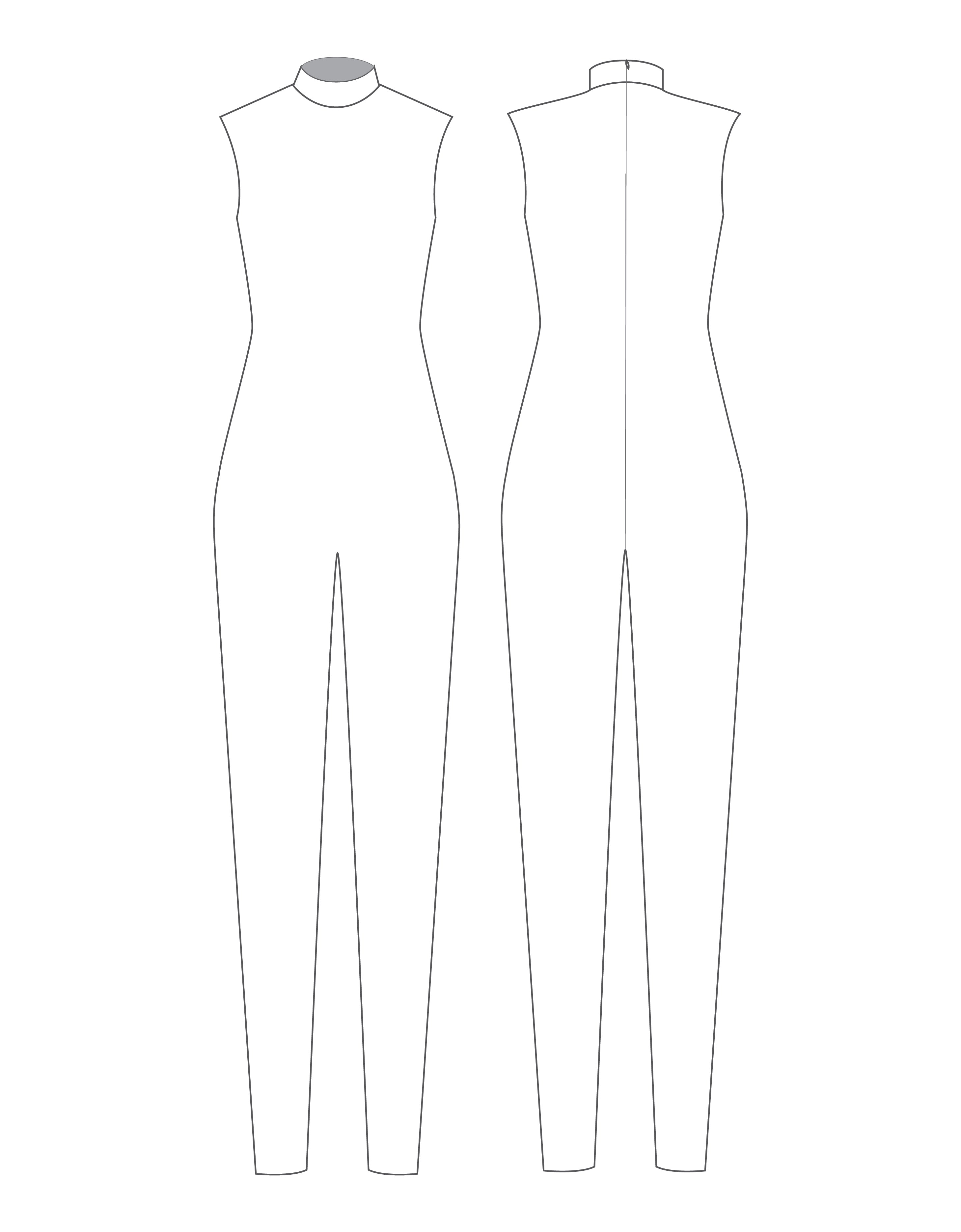 Custom Inked Tneck Sleeveless Zipper Back Unitard - Lycra