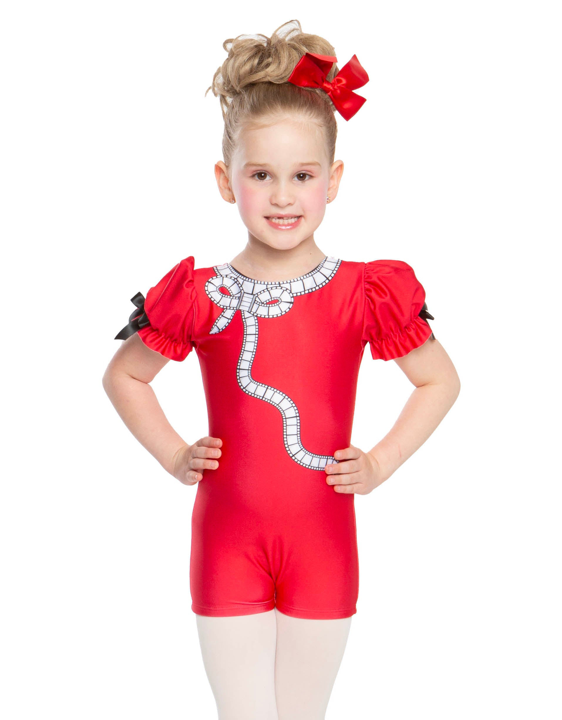 Movie Night Film Reel Puff Sleeve Biketard