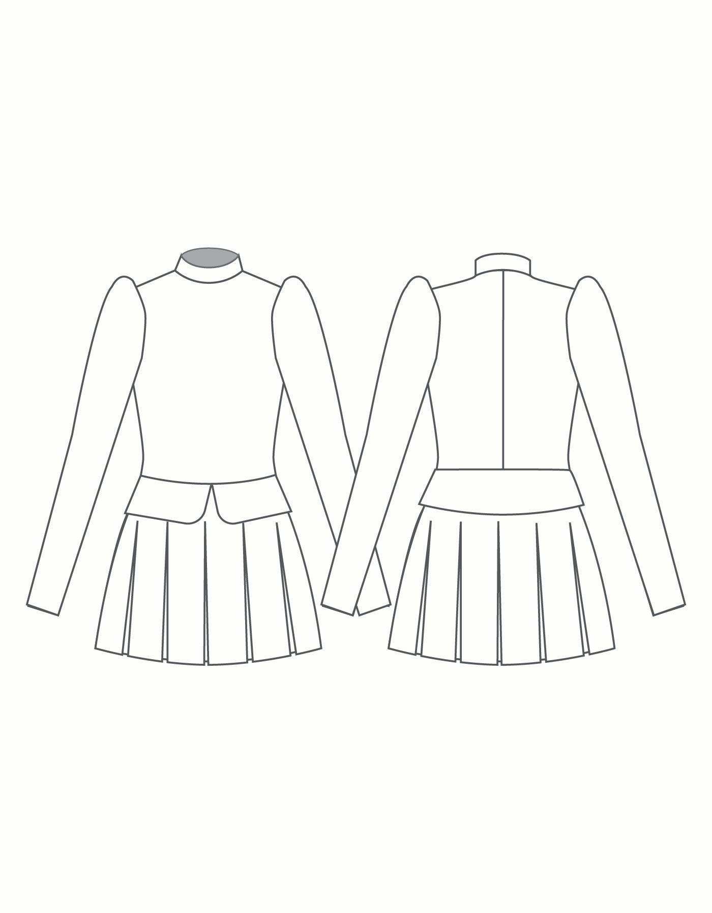 Custom Inked LS TNeck Leotard with Attached Pleated Skirt and Peplum - Lycra