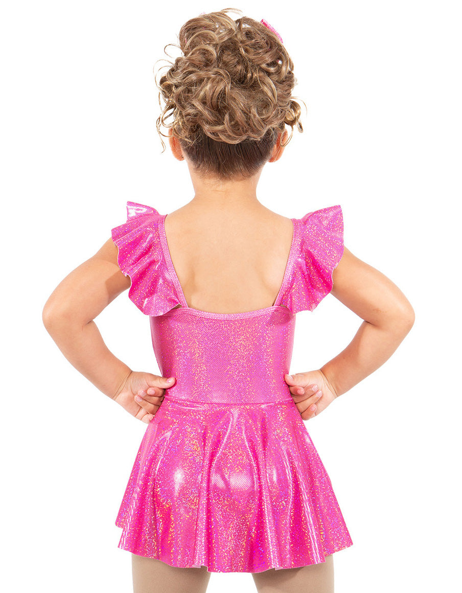 Solid Hologram Cami Dress with Flutter Sleeves