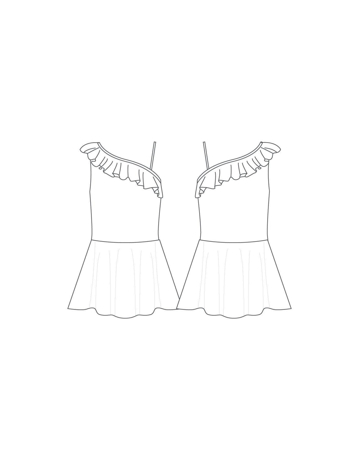 Custom Inked One Shoulder w Ruffle Dress - Lycra