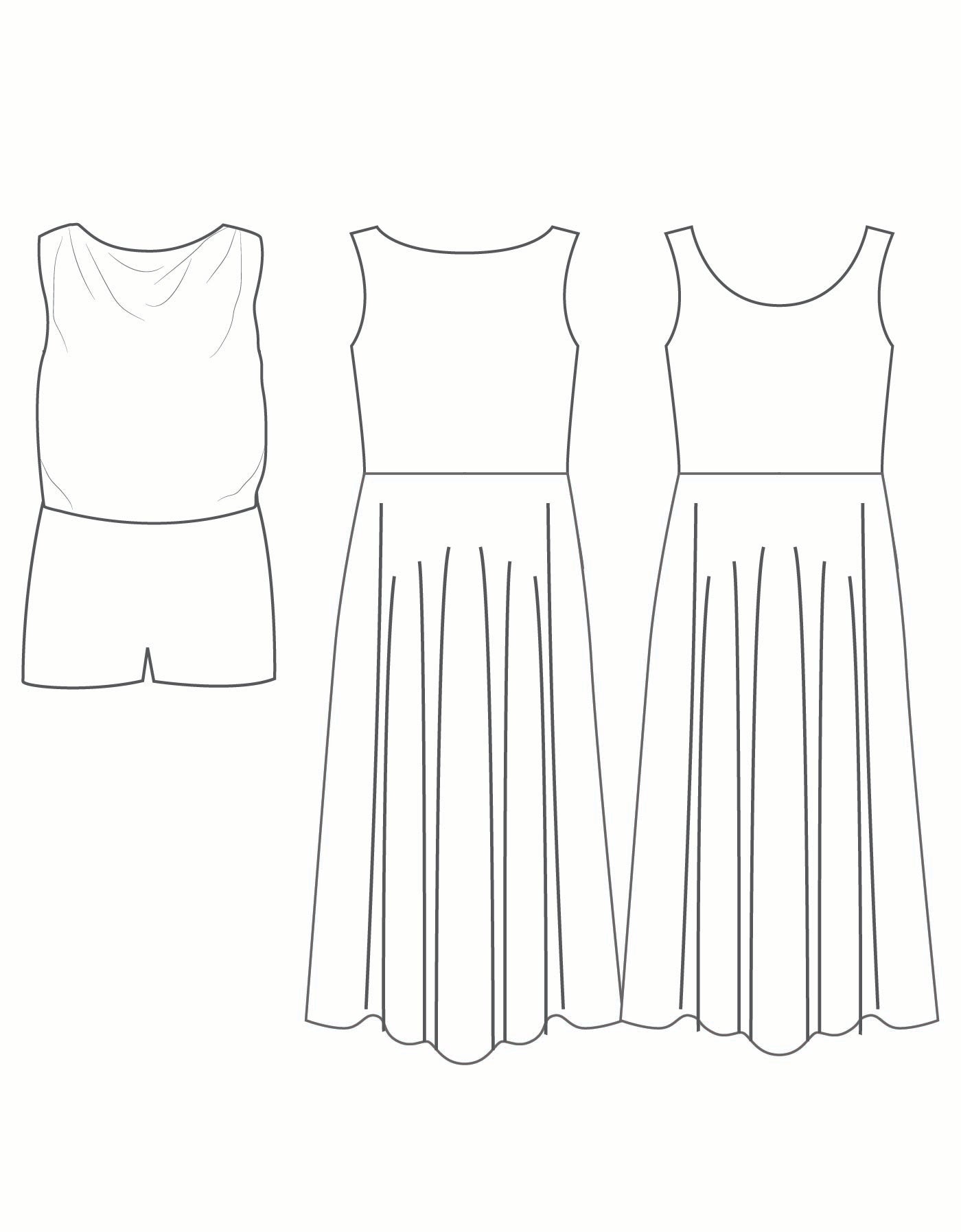 Custom Inked Convertible Tank Dress with Bib - Floor Length Skirt - Lycra & Chiffon