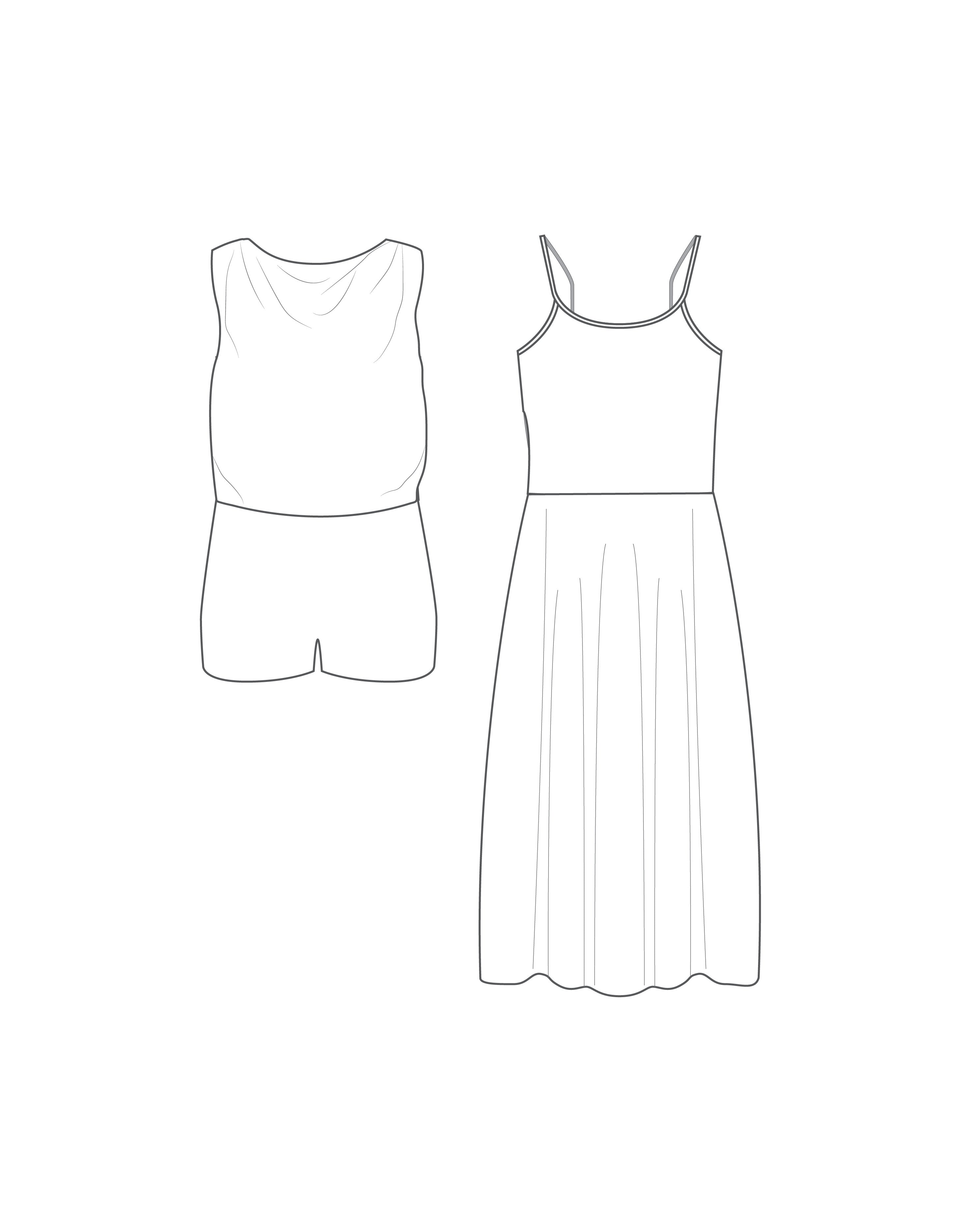 Custom Inked Convertible Cami Dress with Bib Calf Length - Lycra