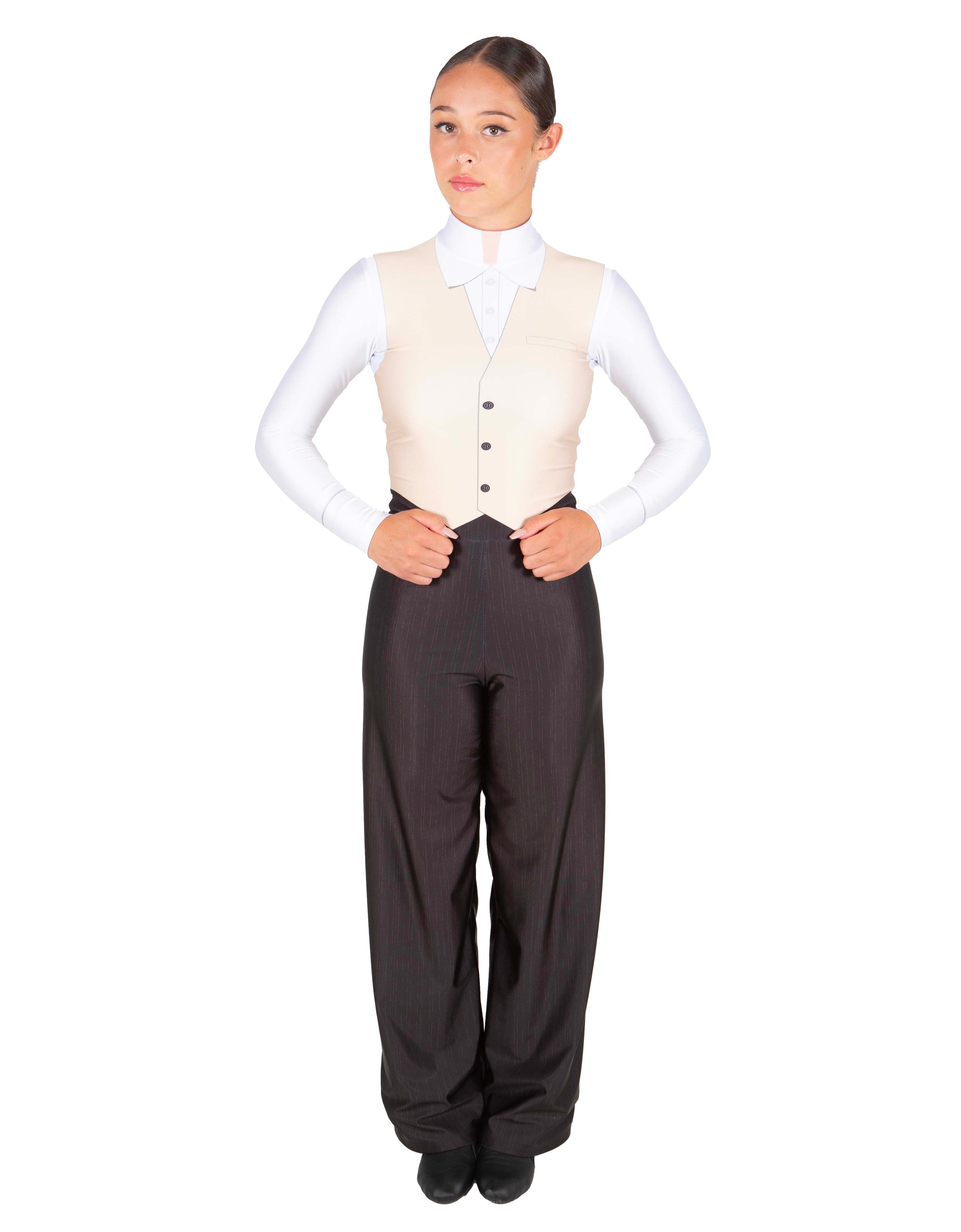 Roaring 20s LS TNeck Zipper Back Unitard with Straight Leg - Ladies Fit