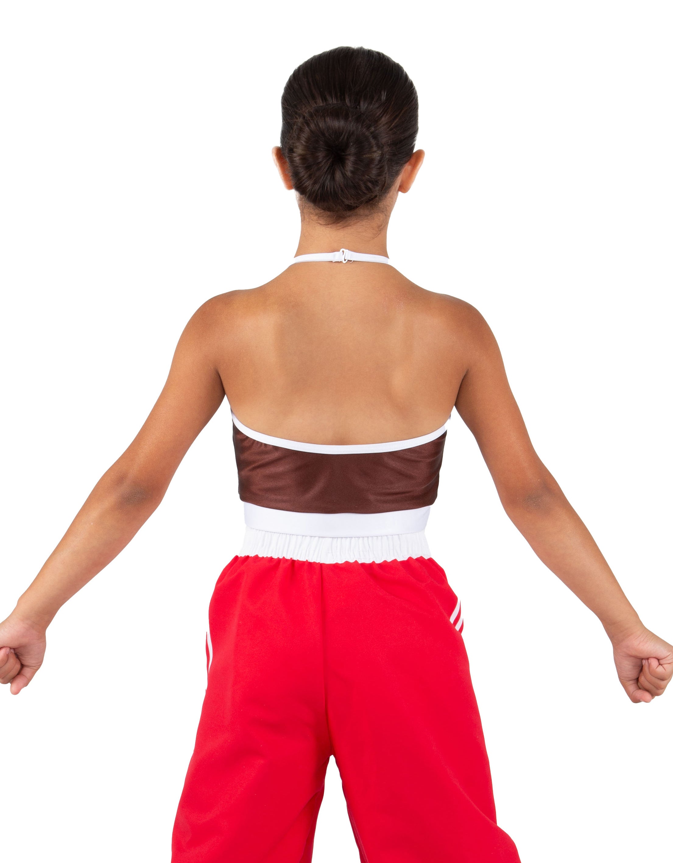 Snackers Chocolate Halter Binding Crop Top