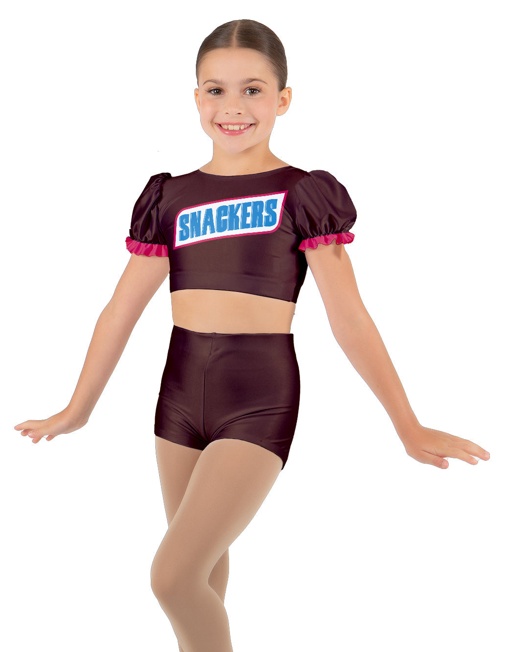 Snackers Chocolate Puff Sleeve Crop Top