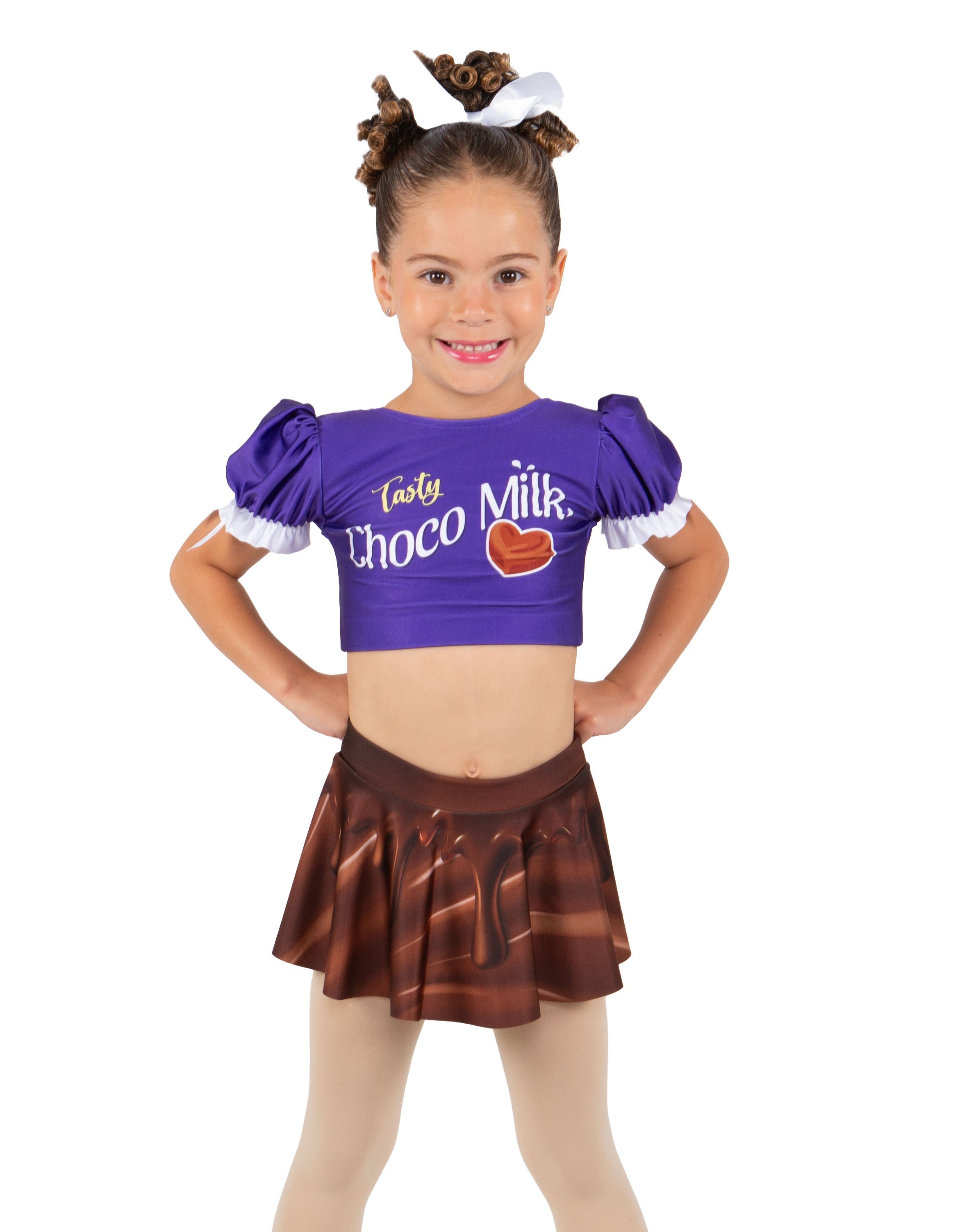 Choco Milk Puff Sleeve Crop Top
