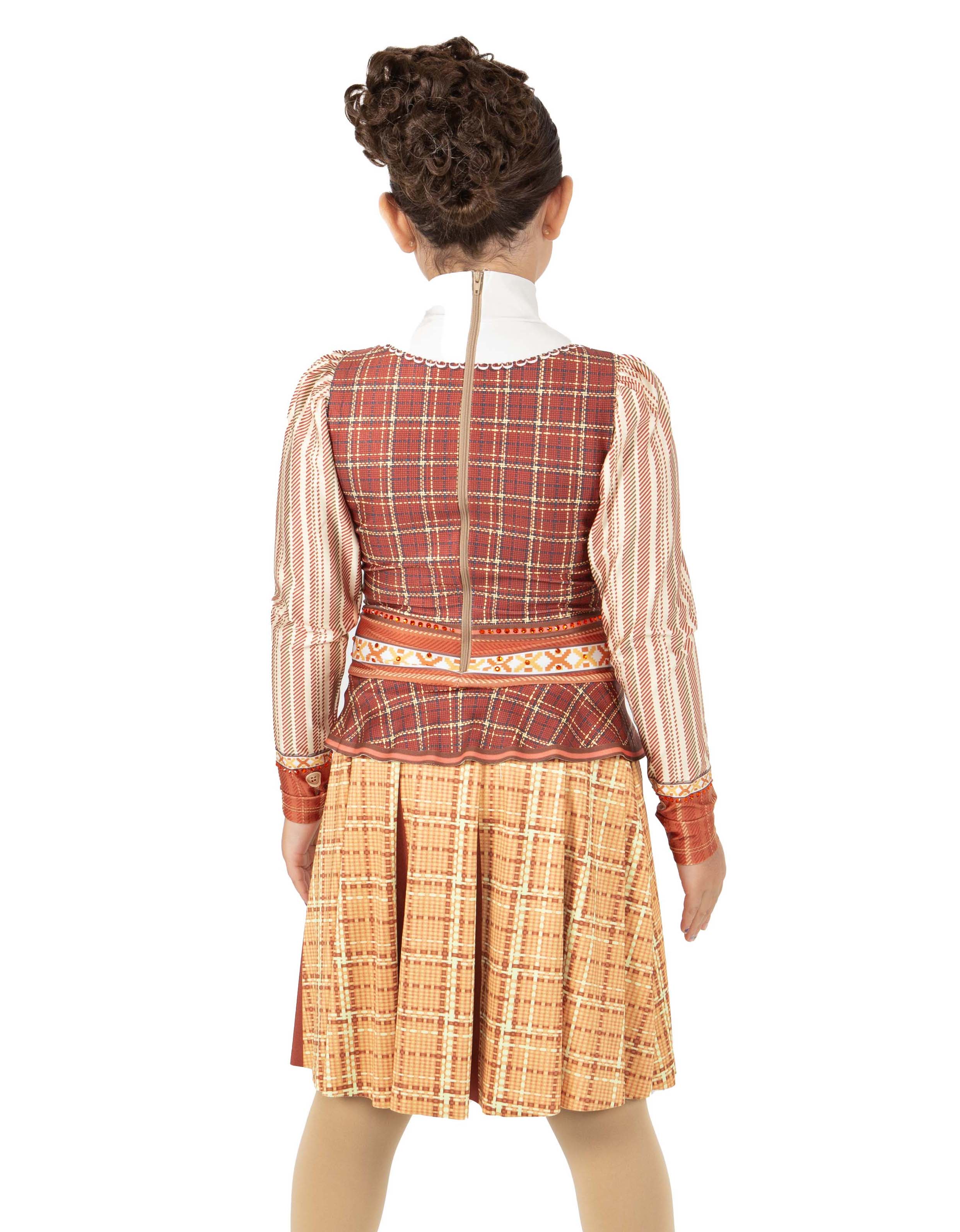 Munchkins Peasant LS Puff Sleeve TNeck Dress with Long Pleated Skirt and Peplum