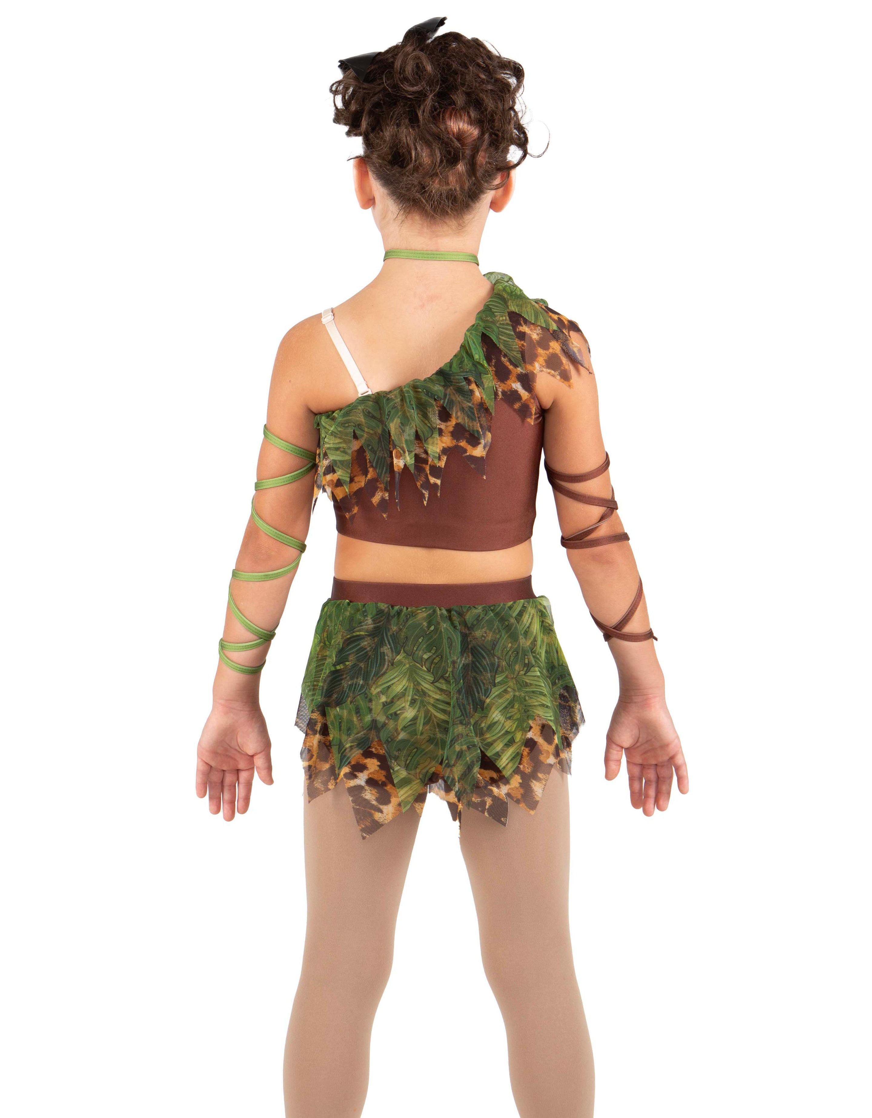 Tarzan One Shoulder Crop Top with Mesh Double Layer Ruffle