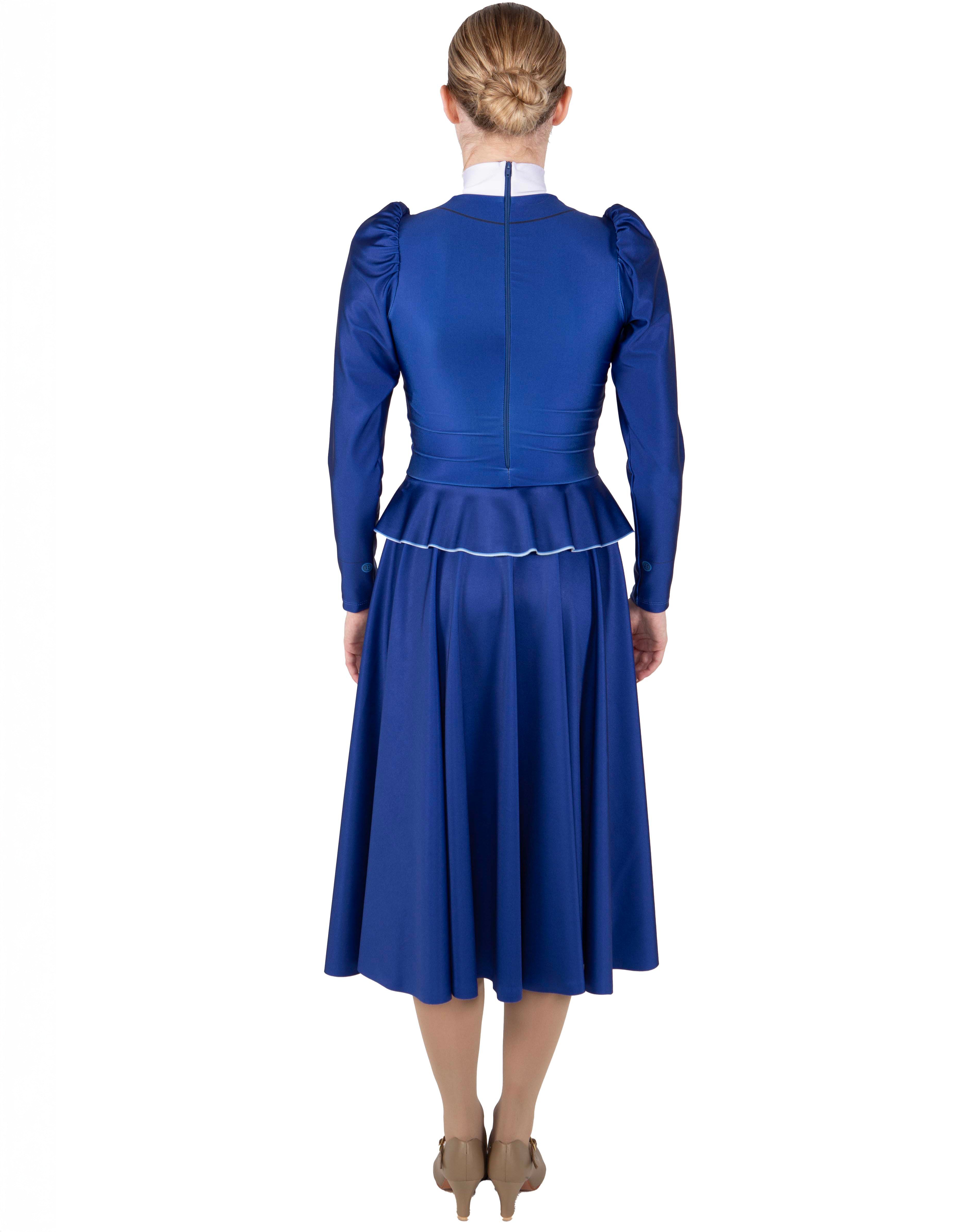 Mary Poppins LS Puff Sleeve TNeck Dress with Character Skirt and Peplum