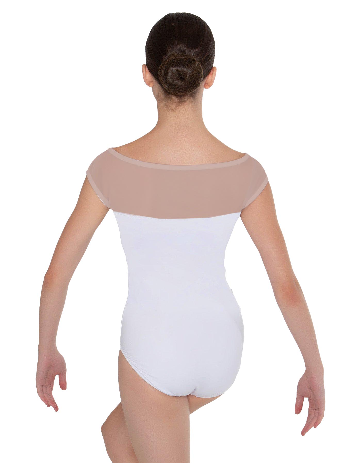 Solid Lycra Mesh Boatneck Leotard with High Back