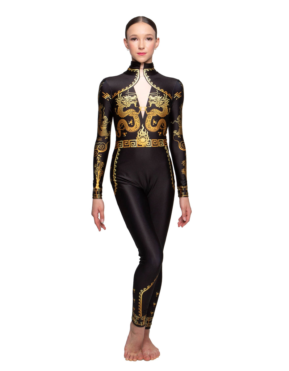 Sea Creature LS Tneck Zipper Back Unitard with Fins