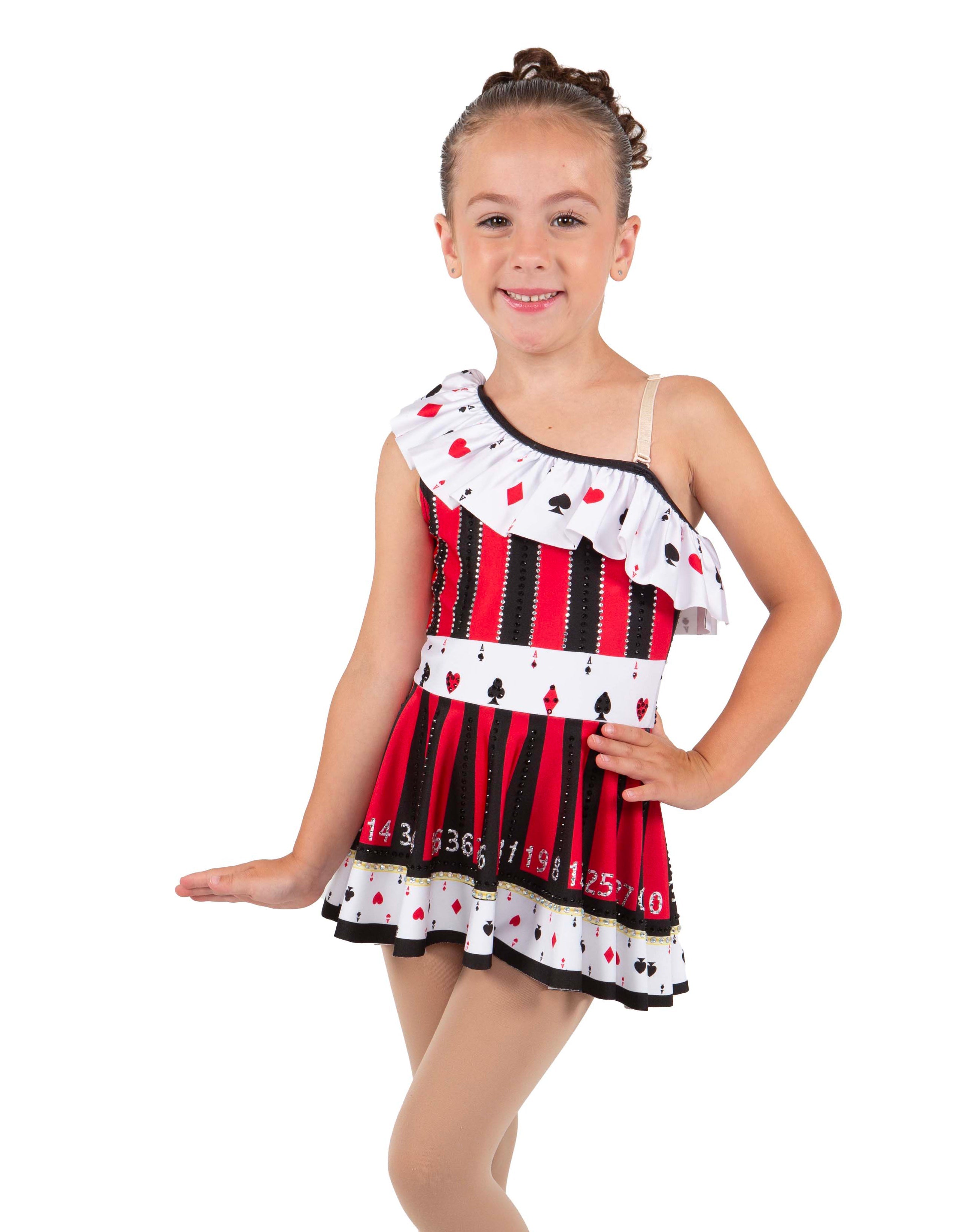 Roulette Wheel One Shoulder w Ruffle Dress