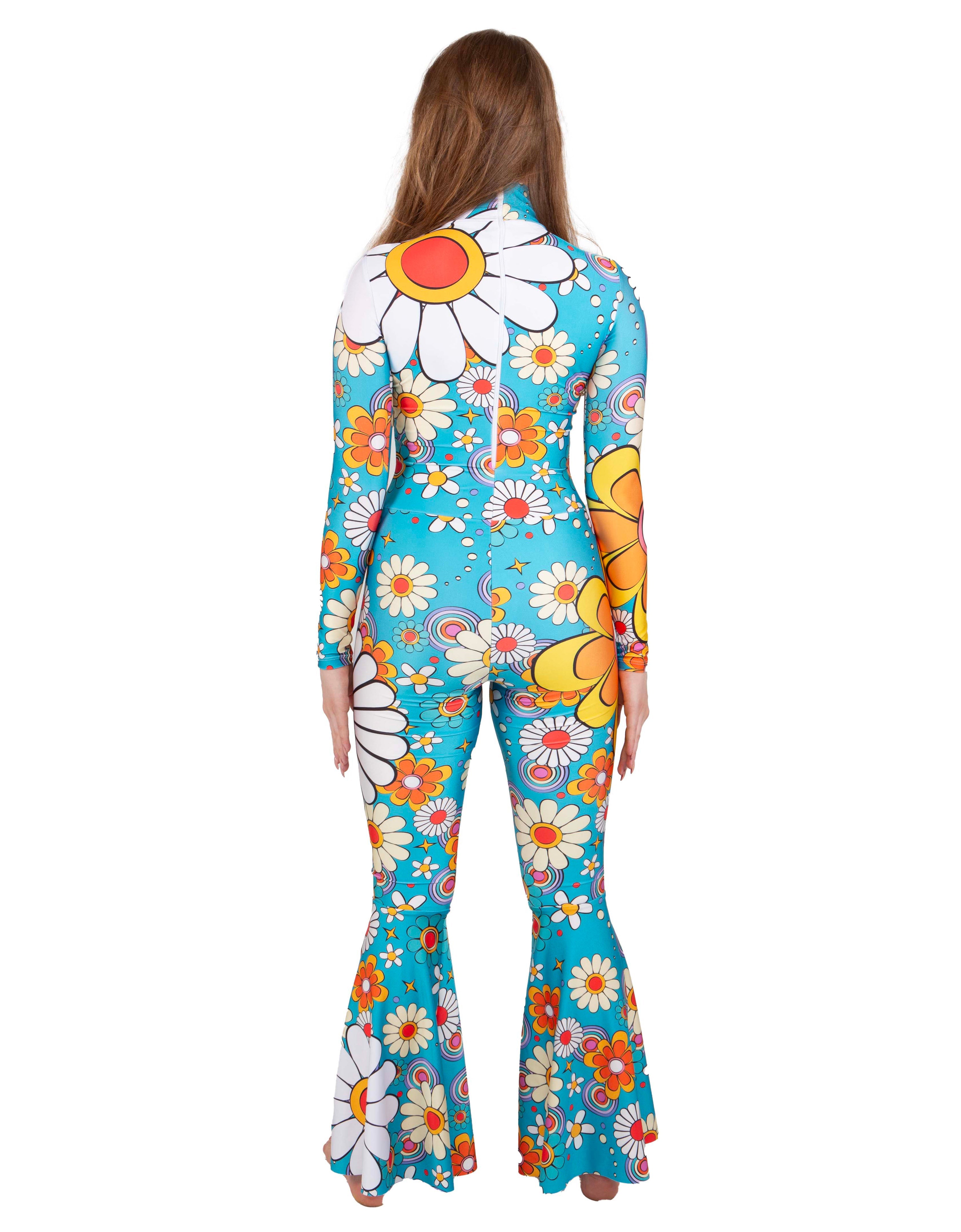 Flower Child Daisy LS Zipper Back Wide Flare Pant Unitard