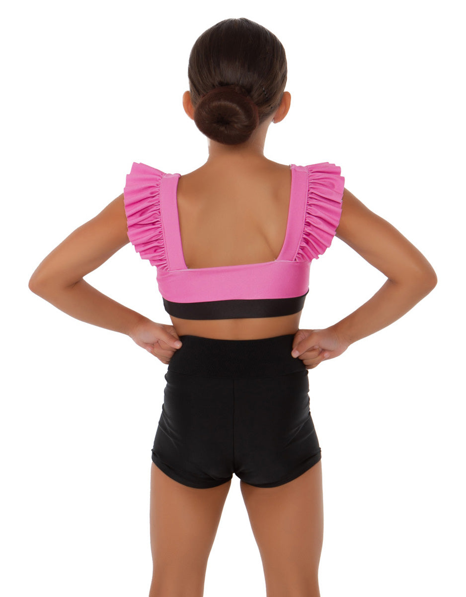 Polka Dot Rock Sweetheart Crop Top Gather Sleeves