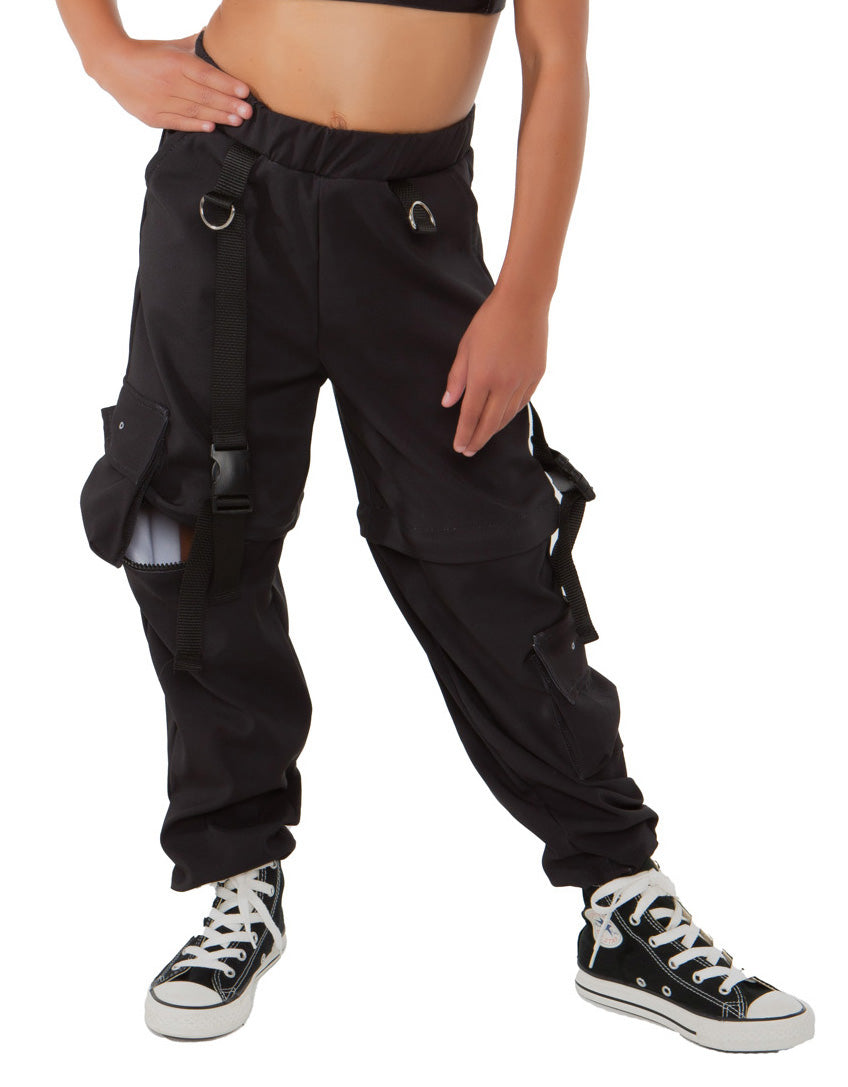 Black Strap Cargo Pants