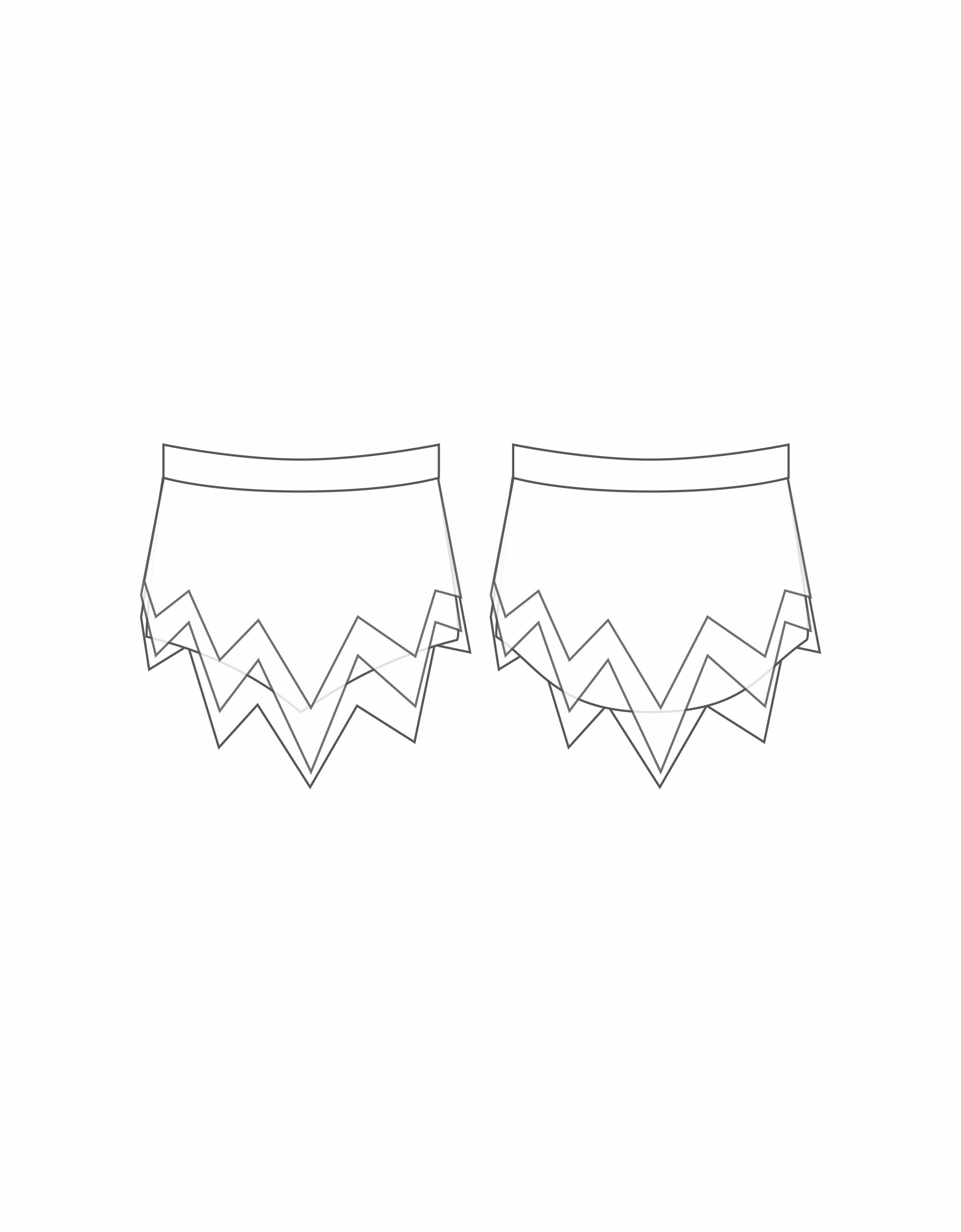 Custom Inked Mesh and Lycra Double Layer Jagged Skirt WIth Panty - Mesh & Lycra