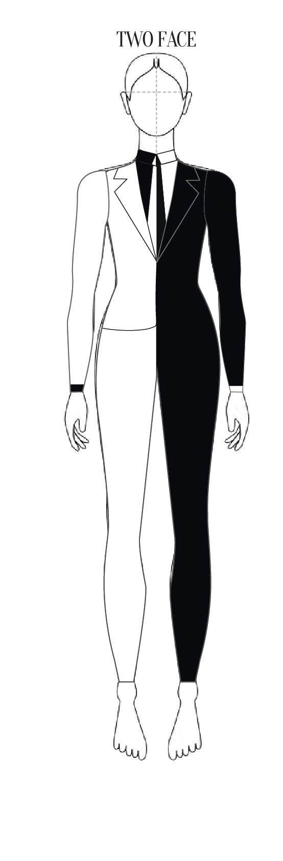 Evil Two Face LS Tneck Zipper Back Unitard