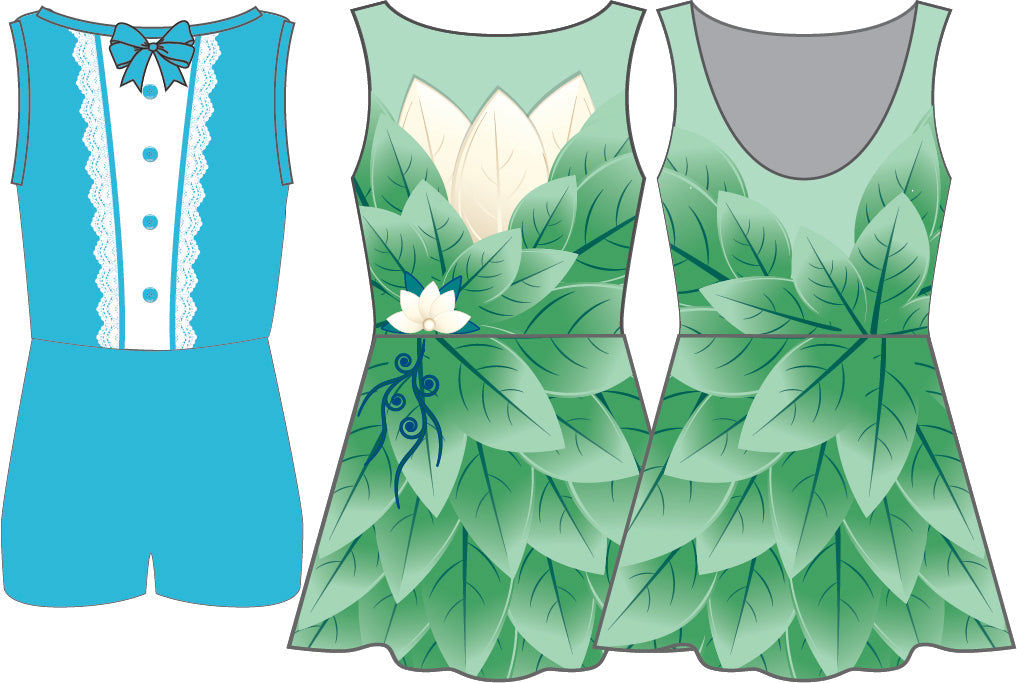 Lily Pad Fairy Convertible Bib Tank Biketard Dress