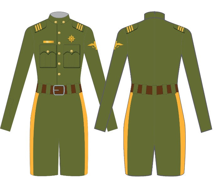 Military LS Biketard LS T Neck Bikeshort Biketard - Zipper Back