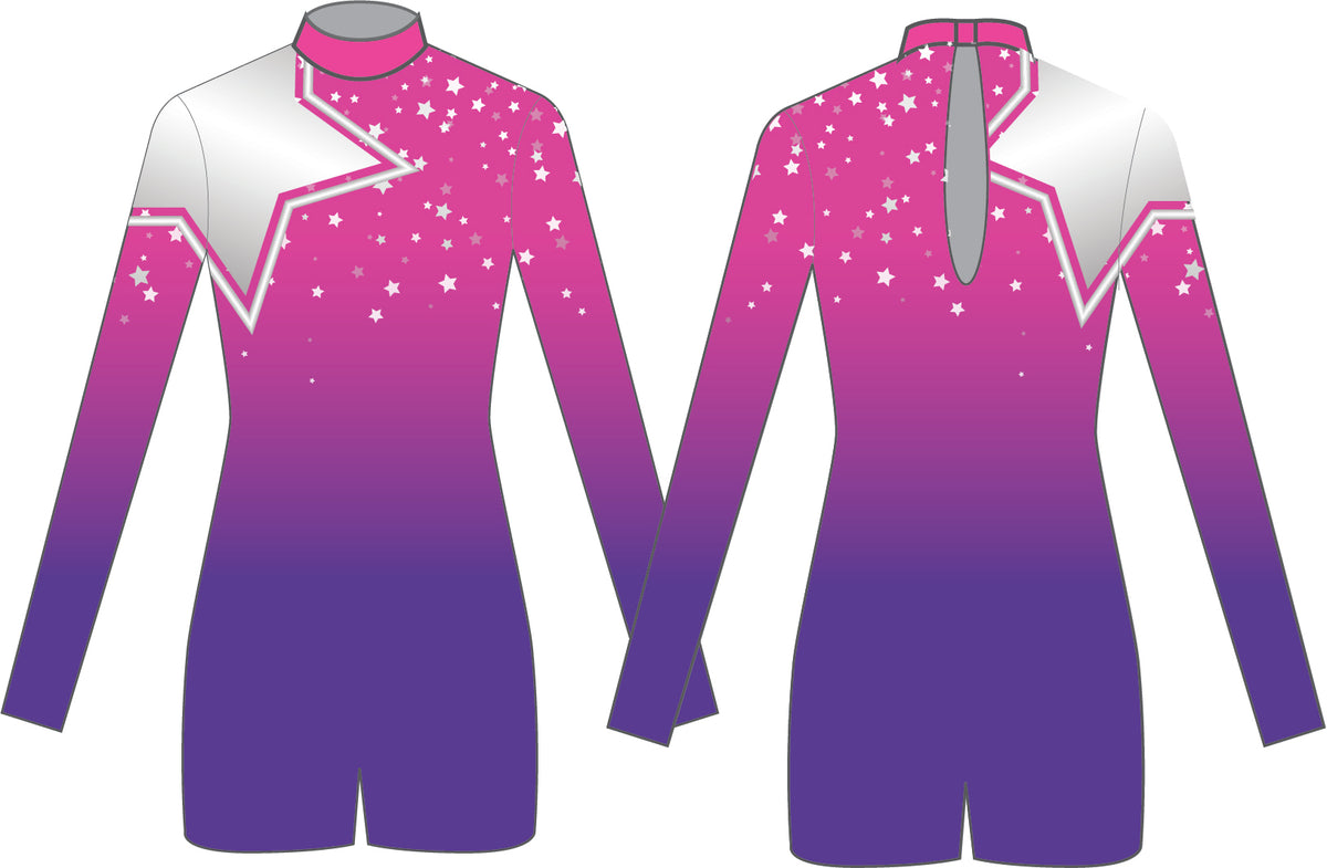 Custom Inked LS Tneck Zipper Back Nicker Length Biketard - Lycra main image 1
