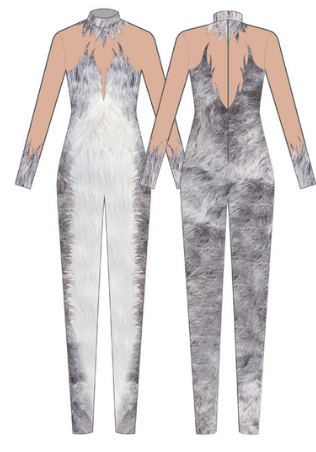 Custom Inked LS Tneck Zipper Back Unitard with Tail - Lycra main image 0