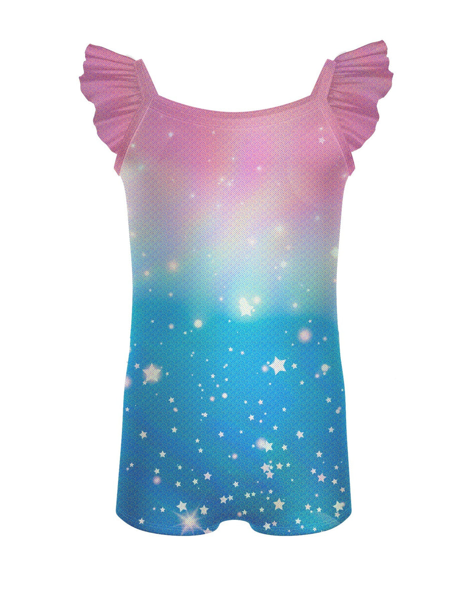 Munch Chocolate Camisole Flutter Sleeve Biketard w Peplum