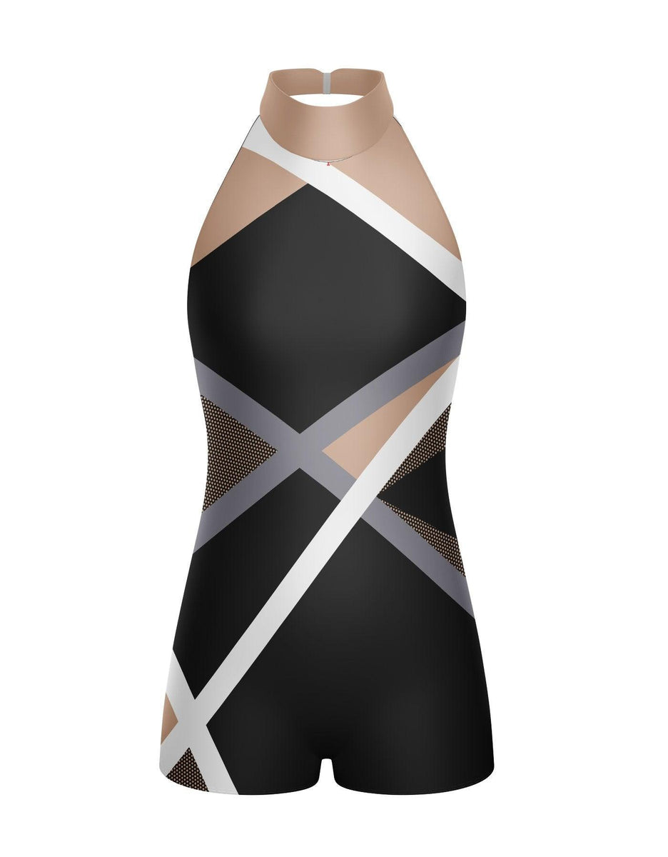 Custom Inked Vneck Halter Binding Biketard - Lycra