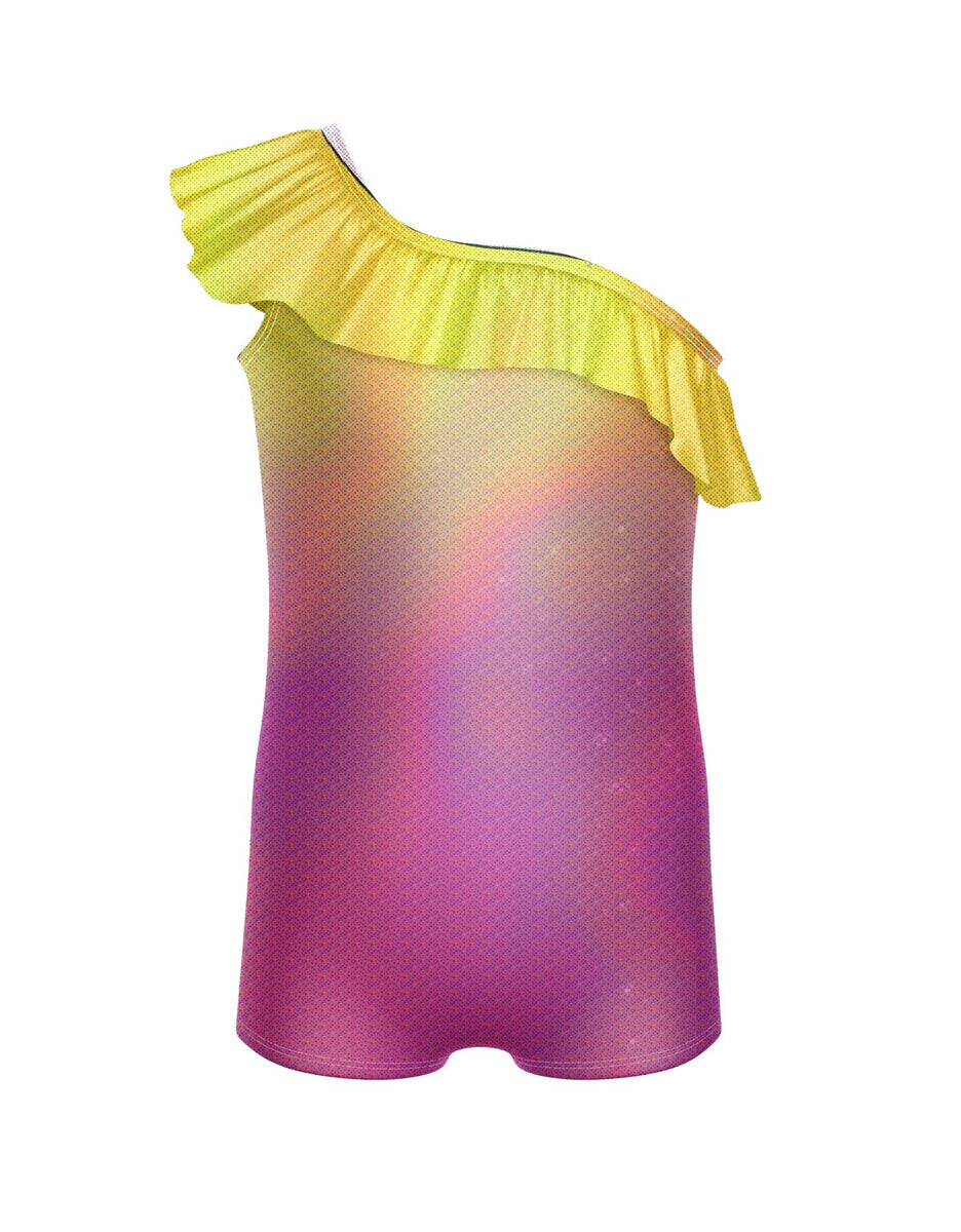 Custom Inked One Shoulder w Ruffle Biketard w Peplum - Hologram main image 0