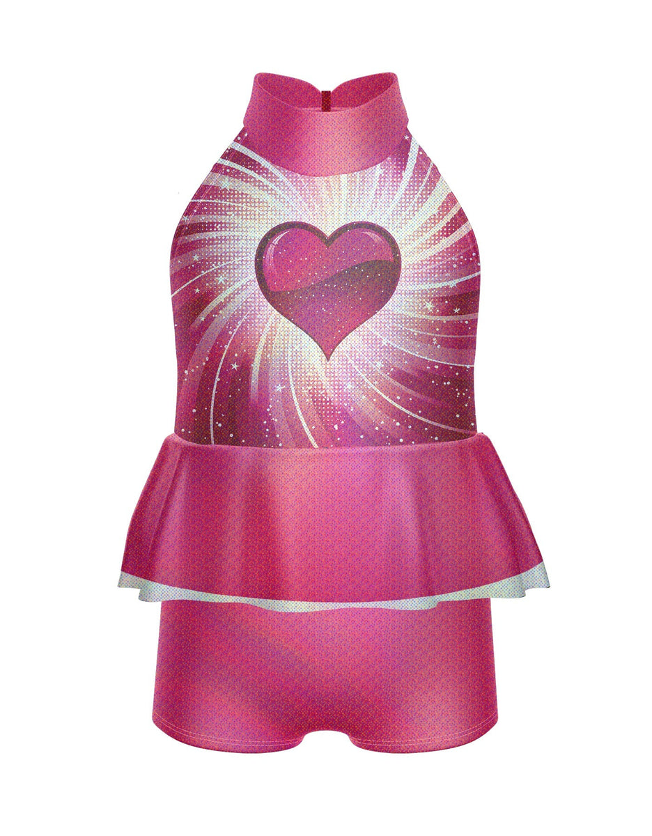 Are You Ready Play Button Halter Binding with Peplum Biketard main image 0