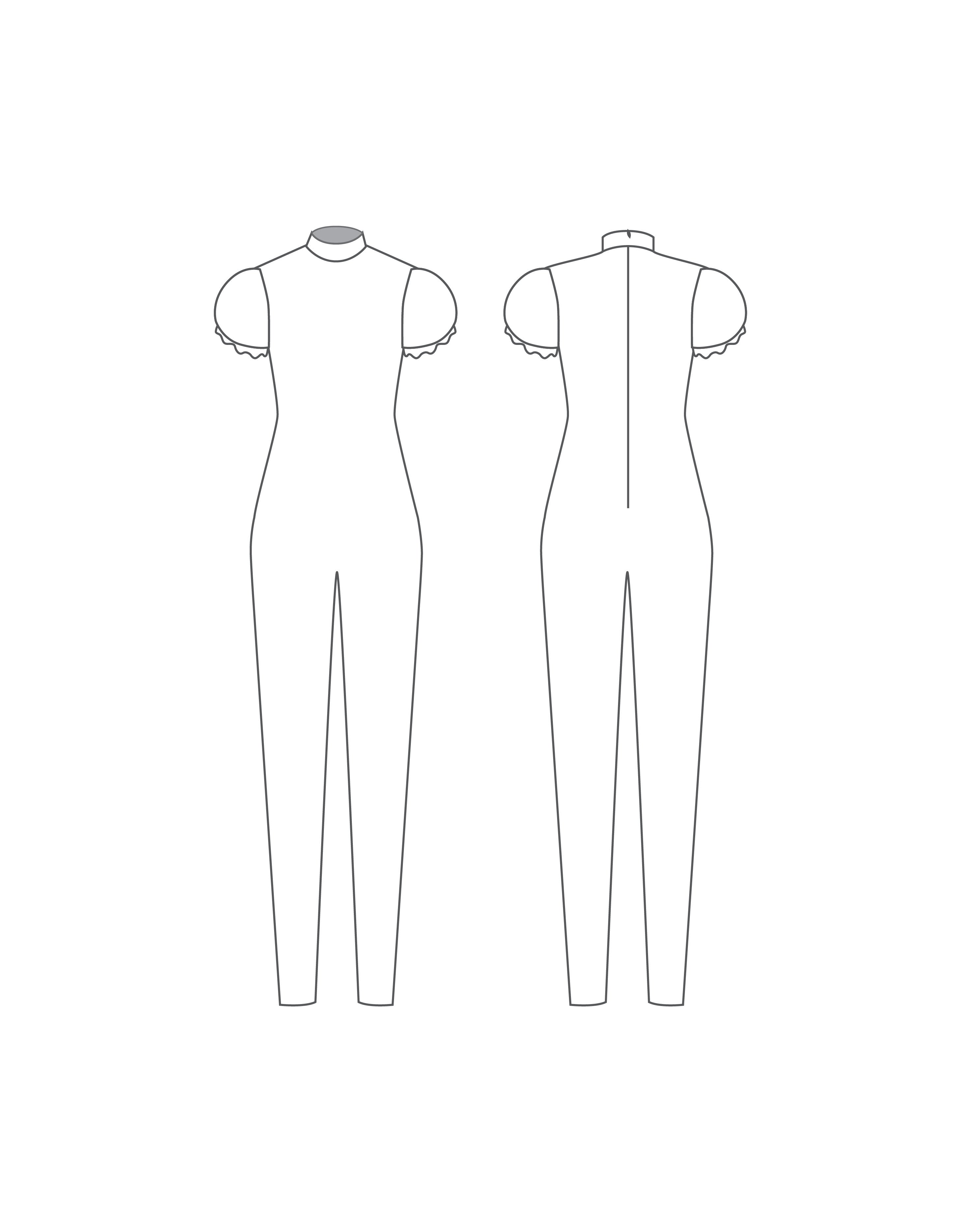 Custom Inked Puff Sleeve Zipper Back Unitard - Lycra