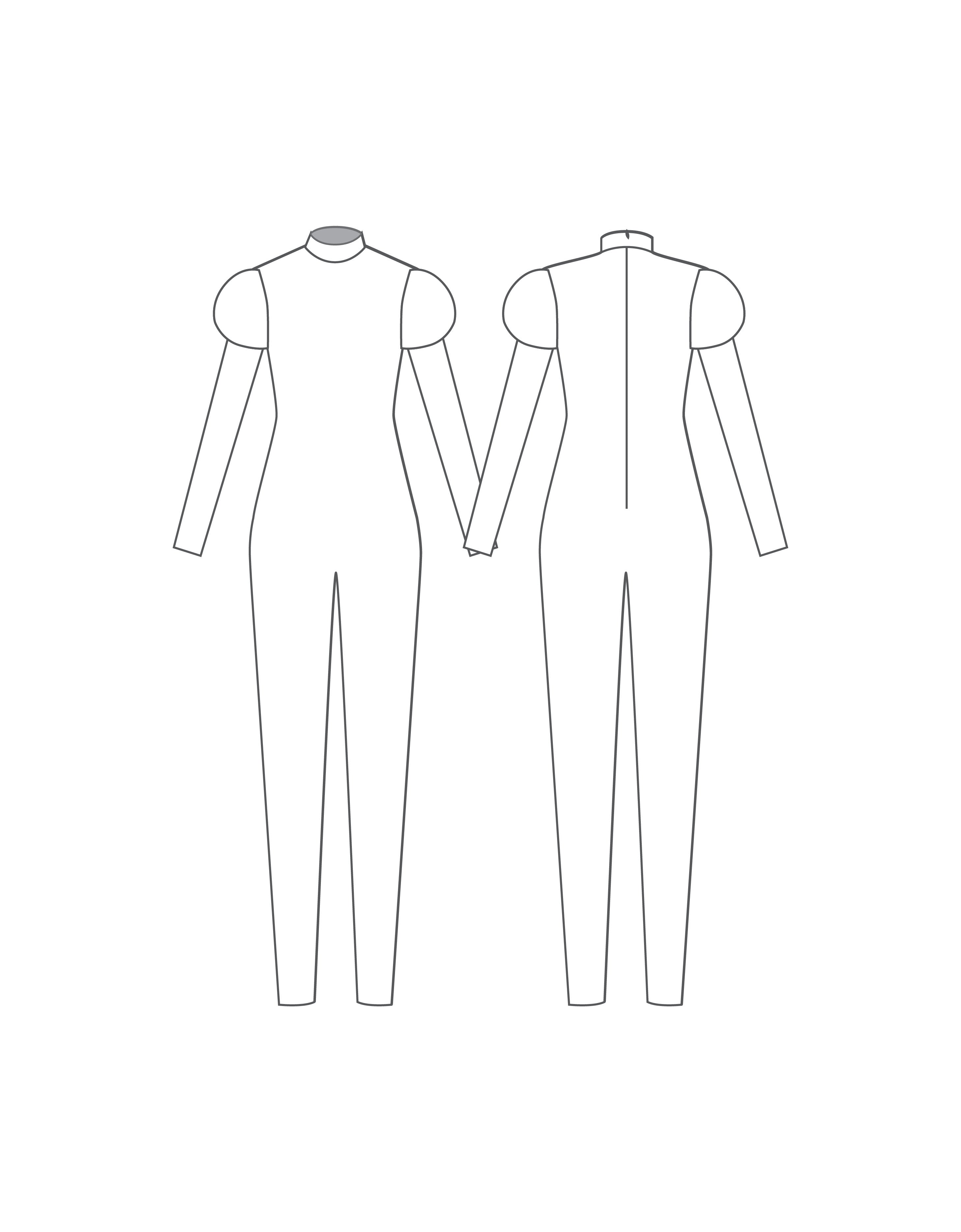 Custom Inked Long Puff Sleeve Zipper Back Unitard - Lycra