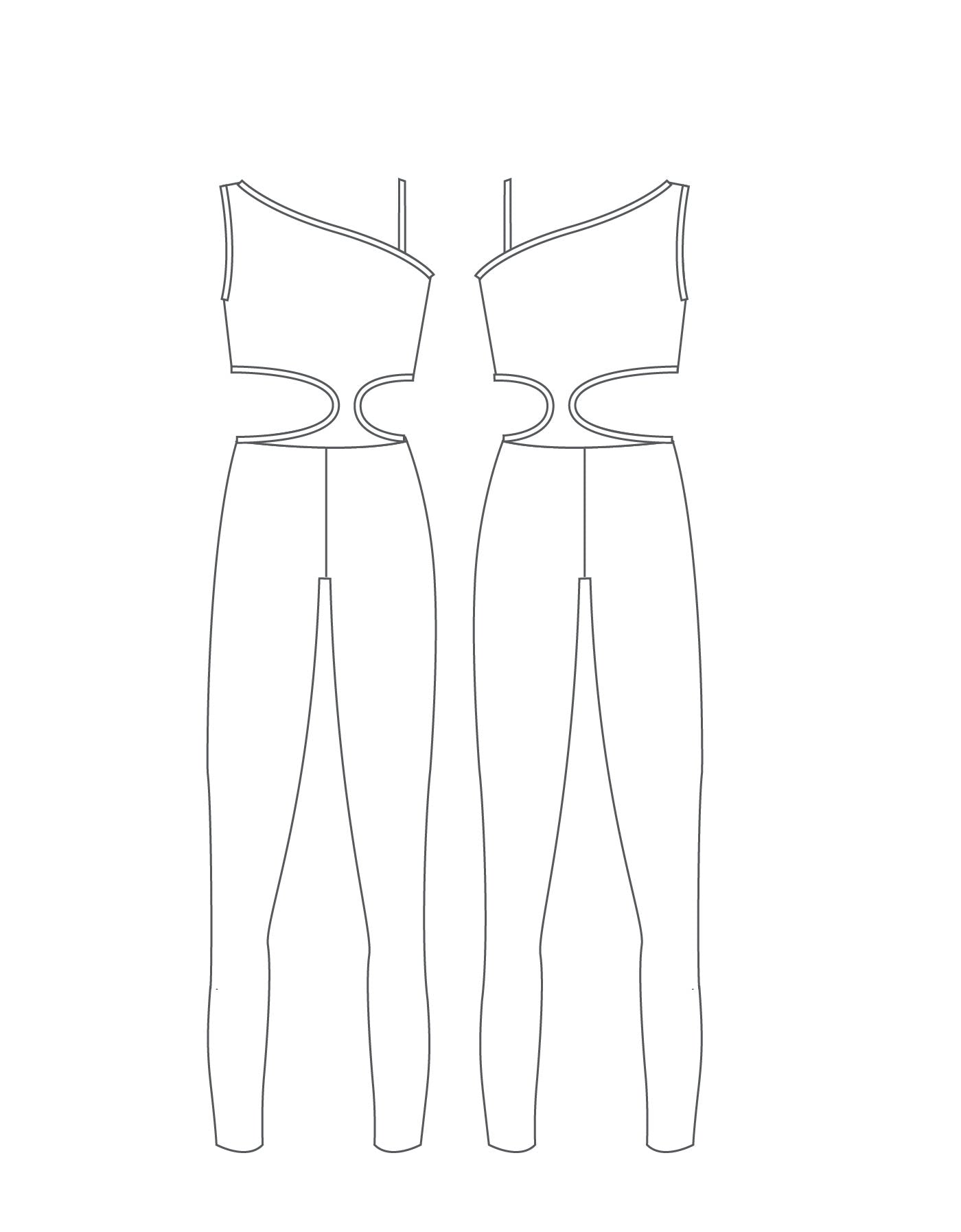 Custom Inked One Shoulder Cutout Unitard - Lycra