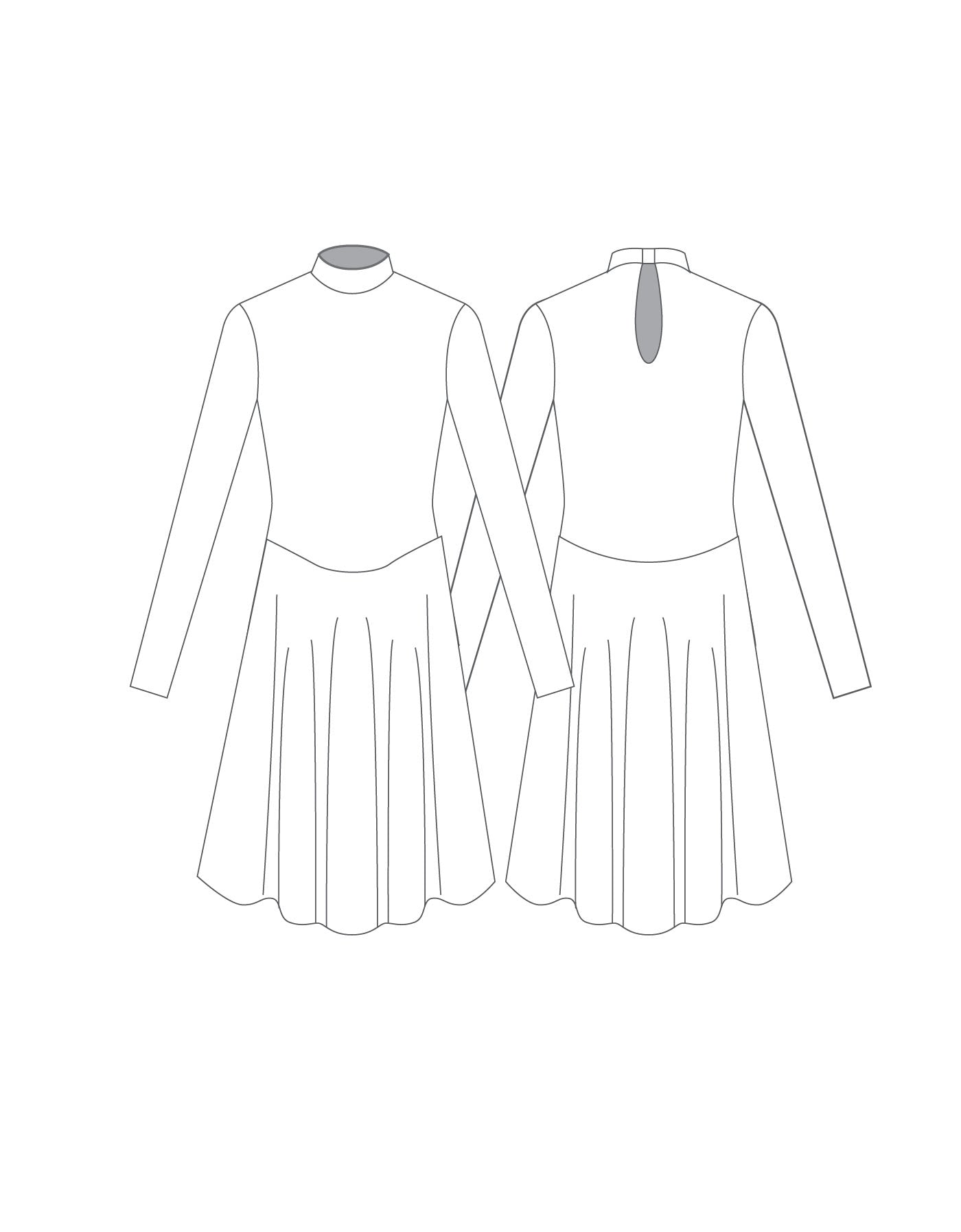 Custom Inked LS Tneck Keyhole Back Dress - Lycra