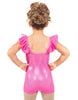 Solid Hologram Cami Biketard with Flutter Sleeves