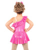 Solid Hologram One Shoulder Dress with Ruffle