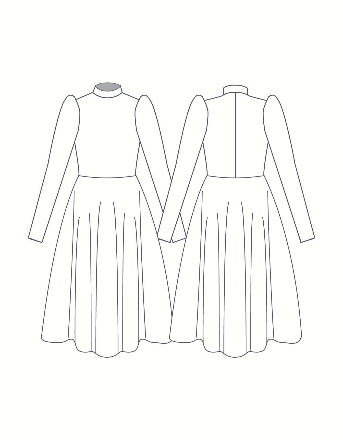 Custom Inked LS Puff Sleeve TNeck Dress with Character Skirt - Lycra