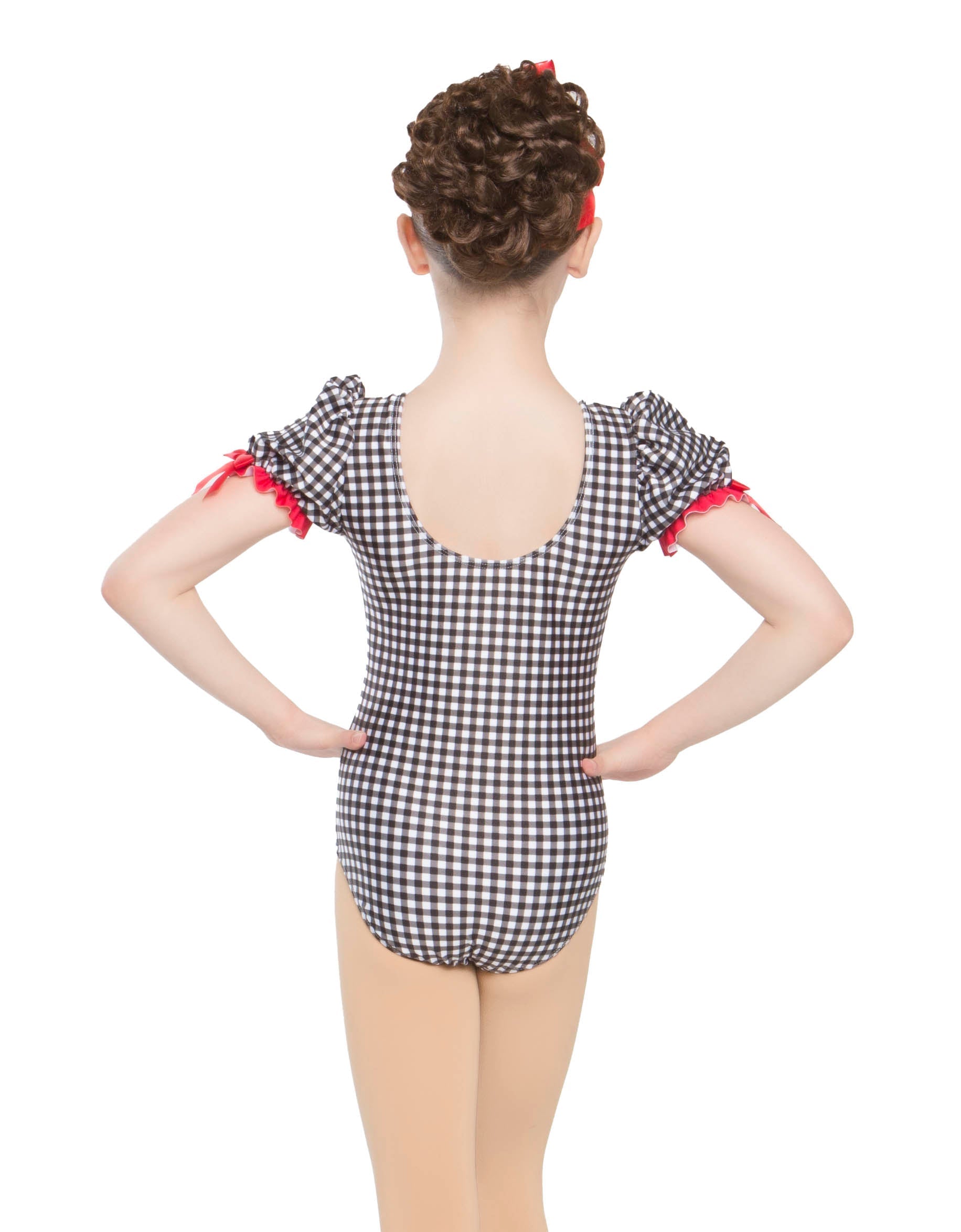 Checkered 50s Puff Sleeve Leotard