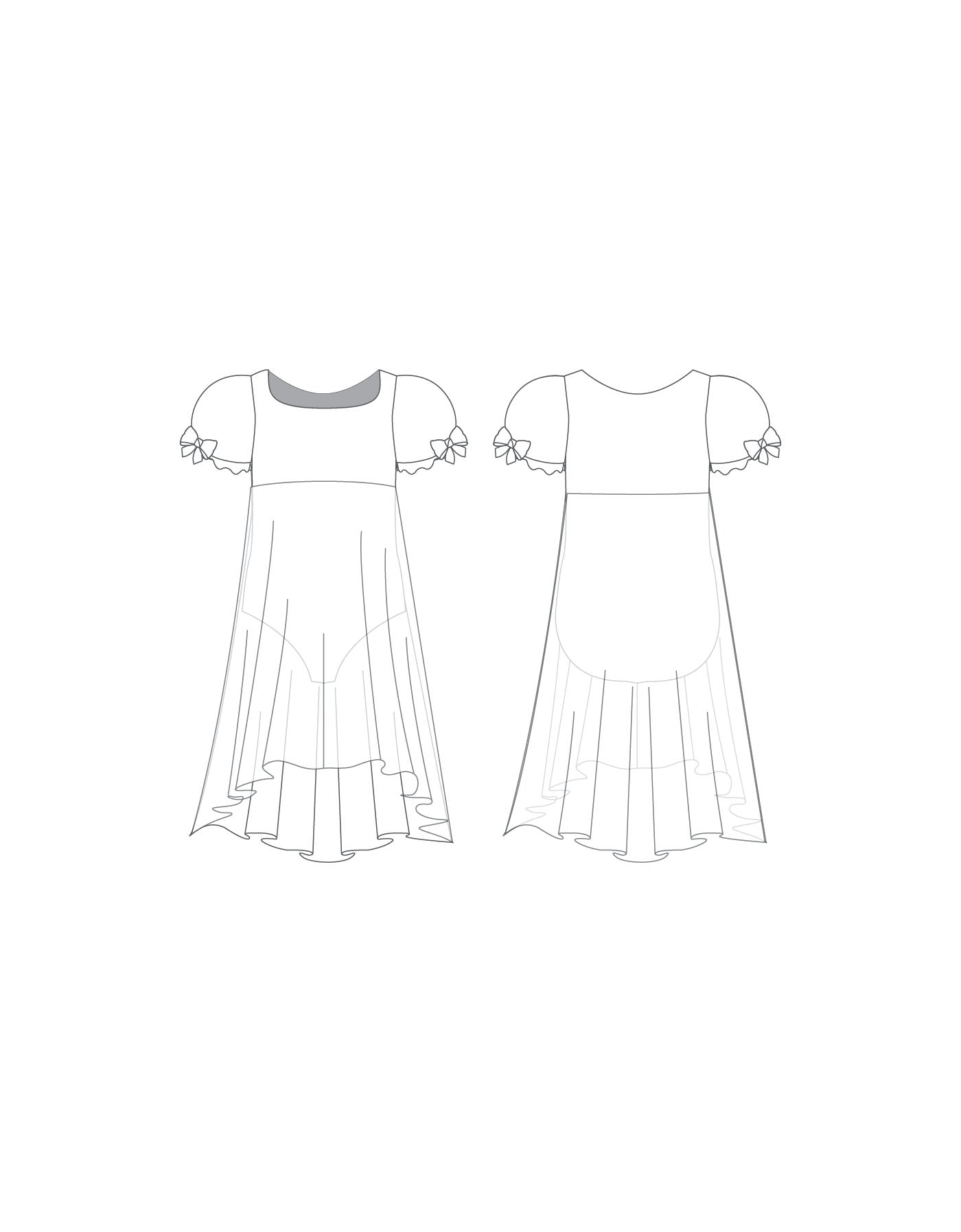 Custom Inked Puff Sleeve Dress with Chiffon - Lycra & Chiffon