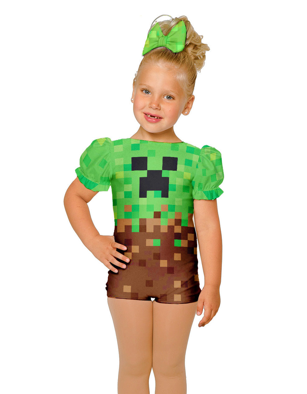 Pixels Puff Sleeve Biketard