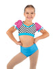 Banana Split Sweetheart Puff Sleeve Crop Top with Triangle Back and Ruffles