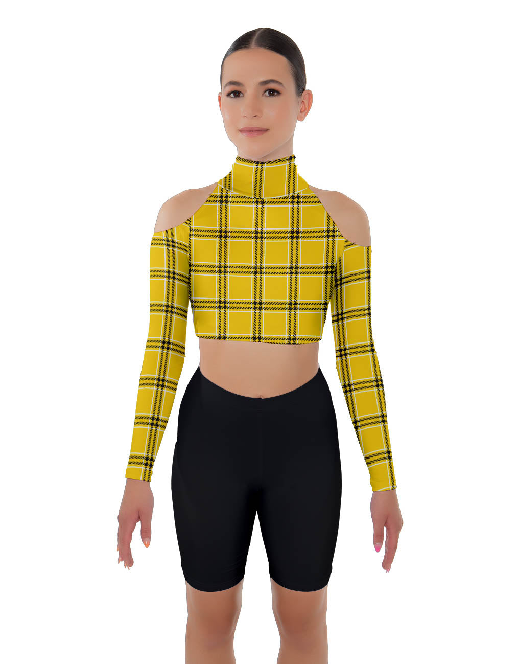 Totally Clueless LS TNeck Keyhole Cold Shoulder Crop Top
