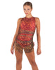 Fierce Sleeveless Mesh Rouched Dress with Leotard