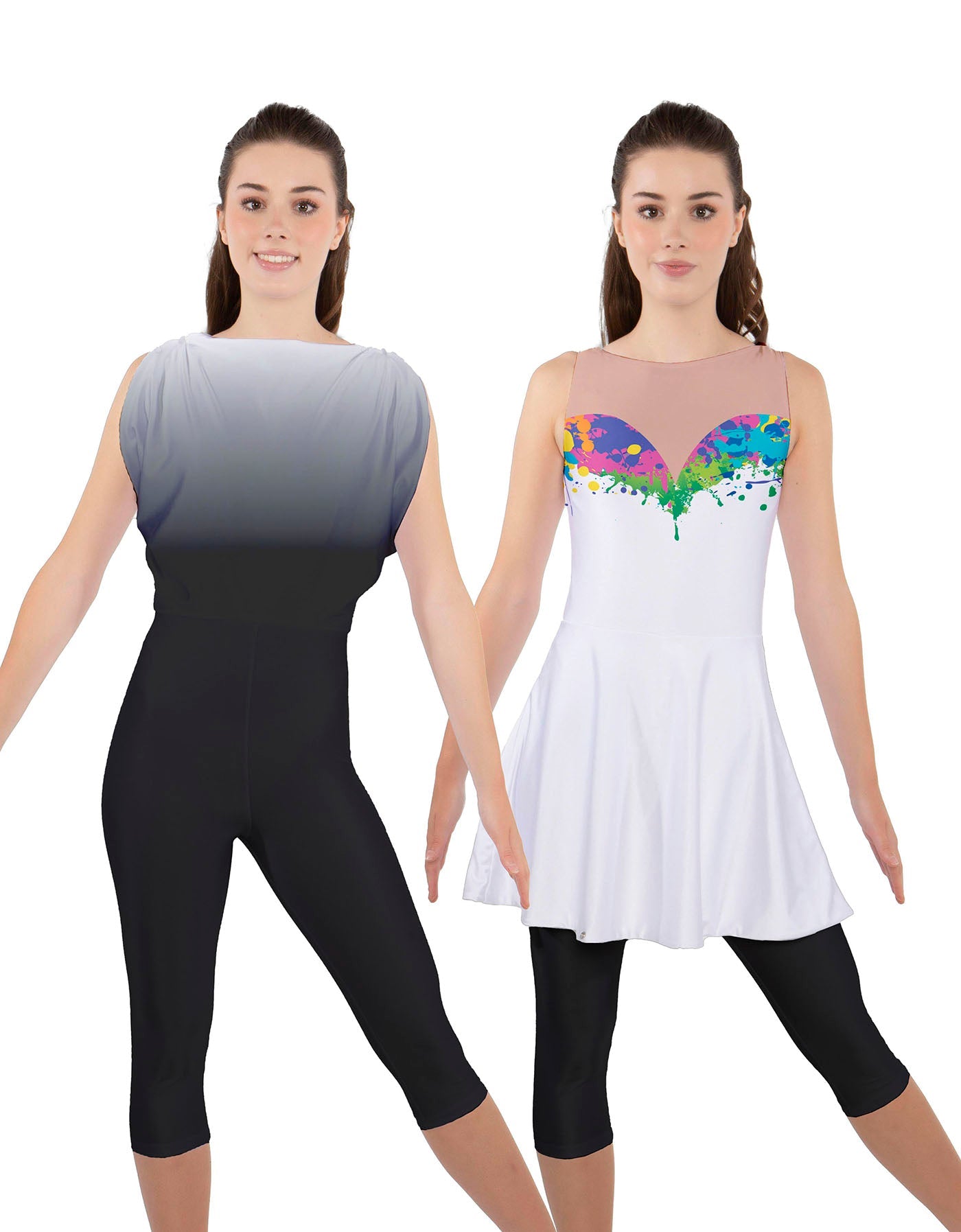 Paint Splatter Convertible Dress Boat Neck Capri