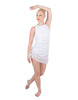 Solid Glitter Chiffon Sleeveless Rouched Dress With Leotard