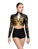 Gold Dragon LS Tneck Triangle Back Crop Top